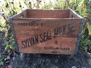 Rare Vintage Sylvan Seal Milk Dairy Farm Wooden Crate Bottle Philadelphia pa 3