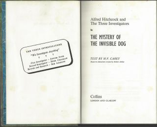THREE INVESTIGATORS 23 MYSTERY OF THE INVISIBLE DOG UK w/DJ RARE N - FINE UNREAD 4