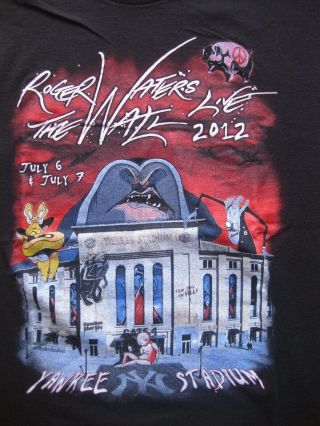 ROGER WATERS - THE WALL - Pink Floyd vintage Large L black T - shirt YANKEE 2012 2