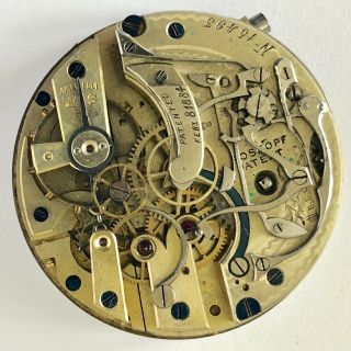 Very Rare Antique Roskopf Patent Chronograph Pocket Watch Movement With Dial.