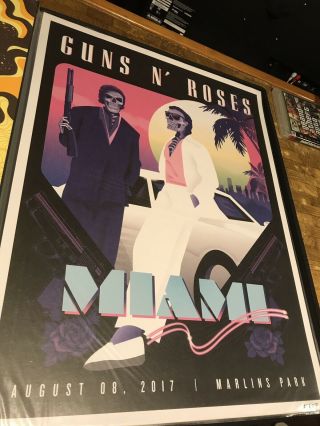 2017 Guns N Roses Miami Poster Rare Axl Rose Slash Duff Miami Vice