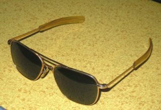 Vintage American Optical 5 1/2 Ao 1 - 10 12k Gf Aviator Pilot Sunglasses Vietnam