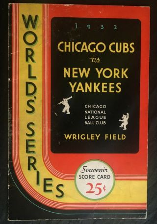 1932 World Series Program Wrigley Field York Yankees Chicago Cubs Vtg (12d)
