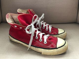 Vintage Converse All Star High Tops Red Extra Stitching Us Mens 7.  5 Made In Usa