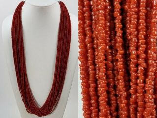 Vintage Red Coral 30 Multi Strand Bead Necklace Southwestern Native 172g 34 "