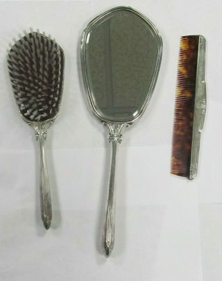 Webster Vintage Sterling Silver Vanity Set - Brush,  Mirror,  Comb - Fast Ship
