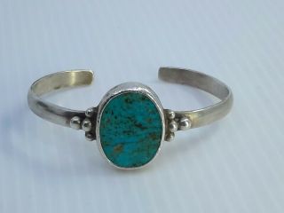Vintage Old Pawn Sterling Silver Turquoise Cuff Bracelet Signed Trolano?