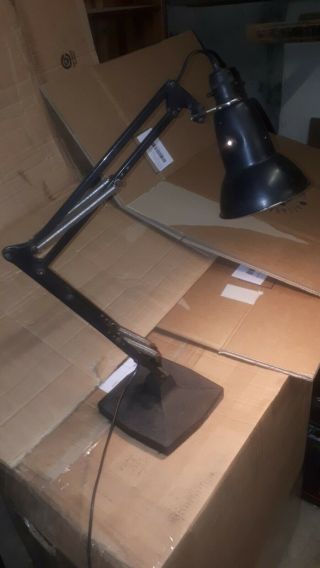 Vintage Industrial Anglepoise Lamp Heavy Base.  In Black.