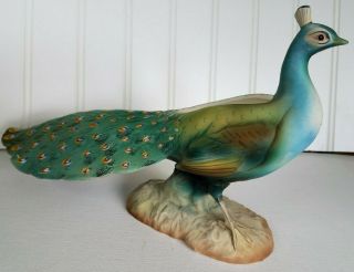 Vintage Rare Lefton ' s Peacock Bird PLANTER Figurine Japan Ceramic 892 5