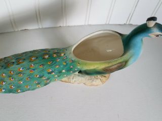 Vintage Rare Lefton ' s Peacock Bird PLANTER Figurine Japan Ceramic 892 6