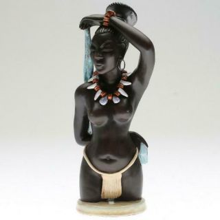 12 " Leopold Anzengruber Austria Keramik Figurine Bantu African Woman Vienna