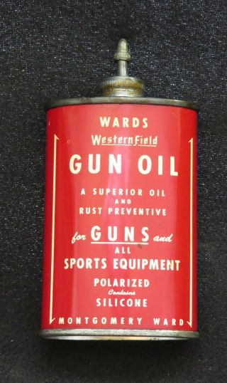 Montgomery Ward Gun " Western Field " Gun Oil Can/tin,  Lead Top,  Pre - Ww - 2?