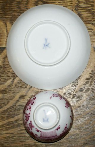 Rare 18th Century Meissen Puce Rib Molded Tea Bowl & Saucer Marcolini Period 8