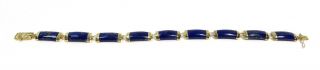Vintage Lapis Lazuli 9 Link Bracelet 14k Gold