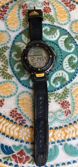 Casio Pathfinder Pag - 40 2271 Vintage Module Alti Baro Compass Mens Watch