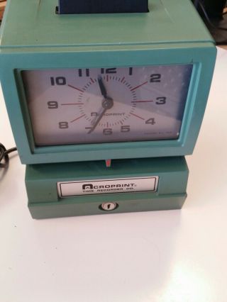 Acroprint Time Recorder Clock Model 125er3,  No Key,  Vintage Industrial