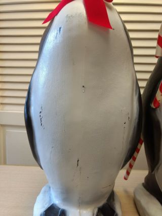 Christmas Penguin W/ Red Bows Blow Mold - Set Of 2 - Union - VTG - 23 ' Ht. 4