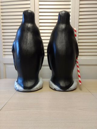 Christmas Penguin W/ Red Bows Blow Mold - Set Of 2 - Union - VTG - 23 ' Ht. 8