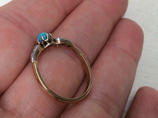 Antique/Victorian turquoise & rose cut diamond gold ring 5