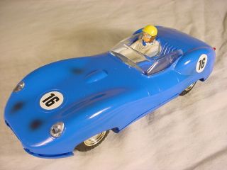 Vintage Scalextric Lister Jaguar Medium Head E1 Blue Lights Vg 1960s Slot Car