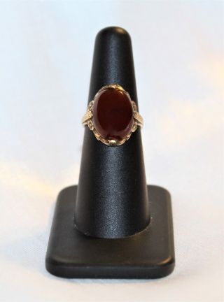 Antique Victorian 14k Yellow Gold Carnelian Oval Solitaire Ring 4.  8 Grams Size 6
