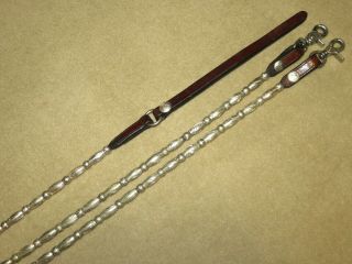 Vintage Circle Y Refined Leather 30oz Romal Romel Reins With 79 Silver Ferrules