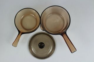 VTG 8 - Piece Set Vision Corning Ware Amber Double Boiler/.  5L,  1L,  2L Saucepans 2