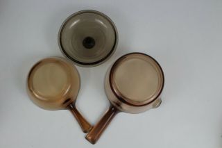 VTG 8 - Piece Set Vision Corning Ware Amber Double Boiler/.  5L,  1L,  2L Saucepans 3