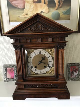 Extremely Rare Carl Werner Walnut Cased Ting Tang Bracket Clock
