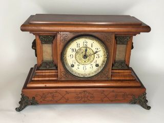 Antique Seth Thomas Adamantine Faux Marble Mantle Clock Patent 1880 No Key