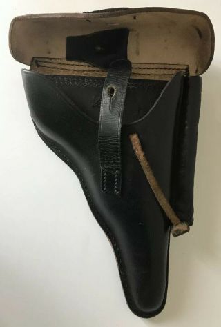 Vintage WWI WWII German Luger Pistol Holster P38 Walther WW2 Black Leather 5