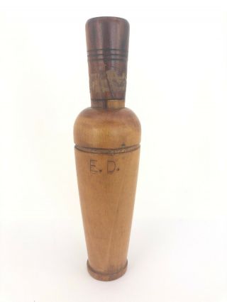 Vintage Antique Large Signed E.  D Wooden Duck Call 6 1/4” Handmade,  Unknown?