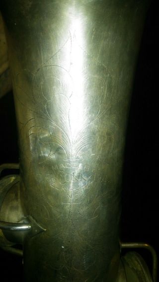 Antique Cg Conn Ltd Elkhart Saxophone Sax 1119954 Usa W/ Case Silver/ Gold Bell