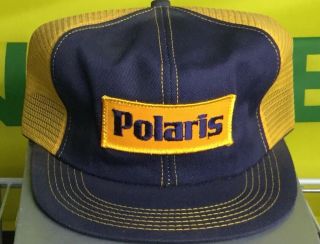 Vintage Polaris Patch Snapback Trucker Mesh Hat K - Products Usa Yellow Blue Rare