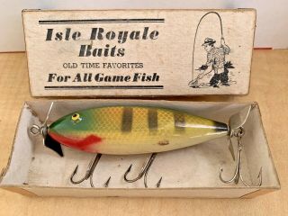 Vintage Isle Royale Bait Co.  7777 Perch Wooden Fishing Lure W/ Box