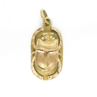 Vintage Scarab Pendant 18 Kt Gold Egyptian Hieroglyph Cartouche 1 " L.  3.  2 Grams