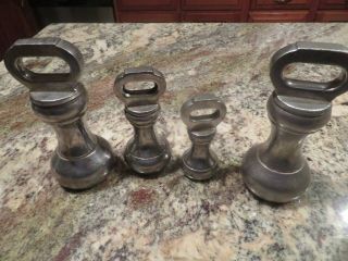 Set 4 Vintage English Steel Bell Weights 1 Lb 2 Lb 4 Lbs Churchill Ltd