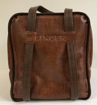 Singer Sewing Machine Vintage Travel Storage Bag Leather Like Vinyl Tote Case