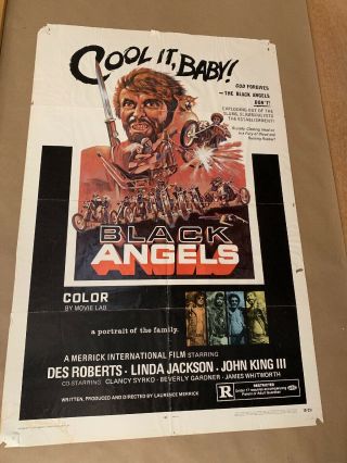 Vintage Movie Poster Black Angels Art 1970