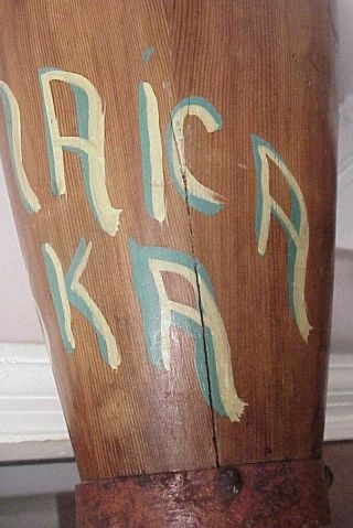 ANTIQUE JAMAICAN FOLK ART HAND PAINTED WOODEN CONGA DRUM PERCUSSION INSTRUMENT 11