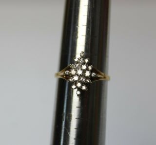 Vtg 14k Yellow Gold Diamond.  5 tcw Starburst Cluster Ring 3.  6 gr not scrap size9 5