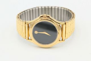 Mens Movado Museum Classic Black Dial Gold Plated Wrist Watch 87 - E4 - 0863