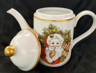 Vintage Fitz And Floyd St.  Nicholas Coffee Pitcher With Sugar Bowl And Creamer