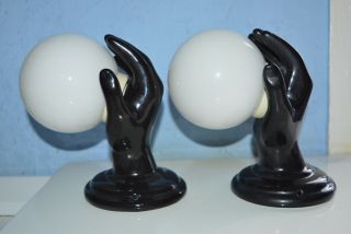 1980s retro vintage black ceramic hand Sconce x 2 - Fornasetti? 3
