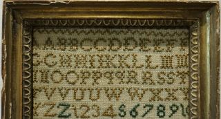 VERY SMALL MID/LATE 18TH CENTURY ALPHABET SAMPLER BY HANNAH TOWNSEND - 1777 2