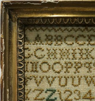 VERY SMALL MID/LATE 18TH CENTURY ALPHABET SAMPLER BY HANNAH TOWNSEND - 1777 4