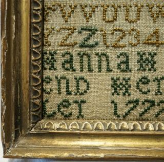 VERY SMALL MID/LATE 18TH CENTURY ALPHABET SAMPLER BY HANNAH TOWNSEND - 1777 6