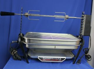 Vintage Faberware Open Hearth Electric Broiler & Rotisserie Grill 455n