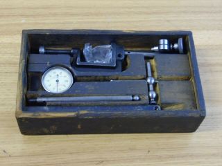 Vintage Starrett Dial Indicator 1/1000 Kit,  In Wood Case