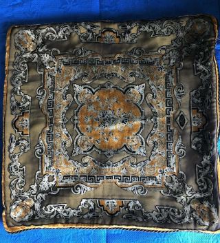 Vintage Gianni Versace Black,  Silver,  Grey,  And Orange Pillow Cover